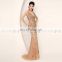 Best Selling Real Photo Luxury V Neck Champagne Tulle Mermaid Heavy Crystal Beaded Evening Dresses AJ016