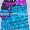 Deep Sky Blue Trivial Print Cotton Fabric Gypsy Wrap Around Skirt With Bag Belt HHCS 140 E