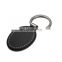 Oval Blank Tag Keychain Metal black leather Keyring for Making Logo