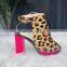 женские кожаные леопардовые сексуальные туфли с каблуком, однотонные туфли-сапоги с радужной окраской для ночных клубов, женские сапоги с каблуком