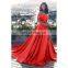 Womens Long Strapless Satin Prom Dress Sleeveless Slit Evening Ball Gown with Pockets