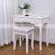 Vanity Set with Mirror Cushioned Stool Dressing Table Vanity Makeup Table 5 Drawers 2 Dividers Movable Organizers White