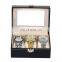 Wholesale fashion 3 slots PU leather watch storage box display leather watch box