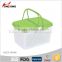 hot sale kitchenware rectanger handle pinic plastic storage basket