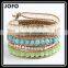 Top Quality 6mm Natural Turquoise Agate Beads Jewelry Leather 5 Wrap Bracelet Weaving Charms Bracelets For Women