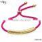 Pink Leather Gold Plated Stainless Steel Metal Monica Vinader Bracelet Fashion Trendy Jewelry Women Friendship Bracelet