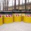 Rotational plastic road crash barrier