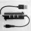 Black Micro charge cable with 3 port usb hub for Samsung