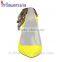 Yellow patent leather with back bowtie pointed toe women high heel shoes