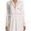 Wholesale cheap ladies long sleeves modal jersey nightshirt with tonal piping and patch pocket shirttail hem