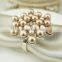 fashionable flower shape plastic pearls metal alloy crystal napkin rings