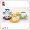 wholesale 180cc colored with coffee logo ceramic biscuit cups tea cup and saucer ceramic