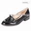 OLZP004 alibaba chinas shoes women size 35-42 wooden low heel round toe patent leather upper evening shoes for women summer 2016
