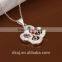 wholesale 925 sterling silver flower necklace with ruby stone