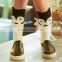 New creative cartoon fox pattern kids fuzzy socks children cute tube cotton socks gray and white tube socks