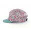 print 5 panel caps with woven label
