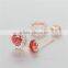 2016 New Design Red Cz Pave 925 Sterling Silver Heart Shaped Sted Earrings