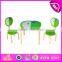 2015 Solid wood kids table and chairs for preschool,children wooden table and chair,Apple design wooden toy table chairs WO8G142
