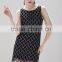 Black square pattern jagged edges cut-out crochet dress for ladies SR-D9786