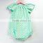 Summer Wholesale Newborn Baby Clothes Short Sleeve Green Dots Fashion Handmade Romper