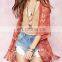 Stylish Embroidered Sheer Floral Kimono Cover Up With Fringe Hem