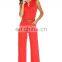 2016 BAIYIMO OEM service Women's Sexy Plunge V Neck Belted Wide Leg Jumpsuits