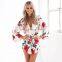 Women Sexy Long Sleeve Floral V-Neck Loose Jumpsuit Romper Playsuit