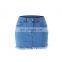 DiZNEW 2019 USA BLUE DENIM MINI SKIRT WITH FRAYED HEM