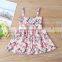 A0145# Summer Girls Dress 2020 Cotton Print Flowers Sleeves Backless Kids Clothes Dress
