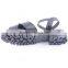 Latest asian style wholesale slingback low heel sandals shoes for women with buckle