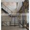 Modern Marble Wood Stairs Treads Indoors Staircases With Steel Handrail