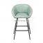 K&B hot sale modern cheap Simple Exquisite Design green Durable Tall metal legs velvet Counter Bar Stool chair with back