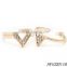 Pave crystals triangle & "V" shape ring set diamonds gold engagement rings