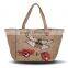 High Quality Dragonfly Embroidery Big Capacity 100% Hemp Shopping Bag