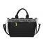 Fashion Black Color Ladies Cowhide Leather Tote Bag Double Zipper Shoulder Bag