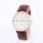 China movt leather rose gold quartz watch men luxury