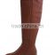 Women's brown leather low heel boots