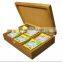 unfinished 6 compartments wooden tea bags display boxes with glass lid for tea