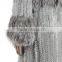 High quality knitted fur coat with rabbit/silver fox fur/high fashion fur style for ladies KZ150105