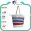 Promotional rope handles stripe polyester beach tote bag wholesale                        
                                                Quality Choice