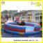 Giant Mechanical Rodeo Bull With Inflatable Mattress Interactive Game In Amusement Park