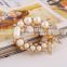 Fashion Jewelry Vintage Brooch Pins Gold Plated Austria Crystals Imitation Pearl Flower Brooch Wedding Accessories IH153