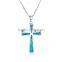 Cross Necklace Sterling Silver Opal Pendant Crystal Jewelry SPI015W