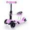 New product 2016 3 in 1 kids kick scooter with PU flash wheel