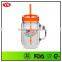 LFGB certificate plastic 20 oz custom mason jar with handle