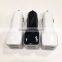 white black USB car charger with 2 usb ports