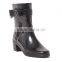 PVC black rain shoes, fashionable glossy and light and safety and comfortable rain shoes