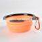 Food Grade Silicone Food Water Feeding Foldable Pet Feeder with Carabiner