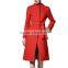 Women Autumn Winter Wool Coat Elegant Ladies Stand Collar Thicken Medium-Long Woolen Red Trench Women Slim Blend Coats