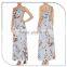 Floral Print Halter Long Dress Maxi Dress Chiffon Dress